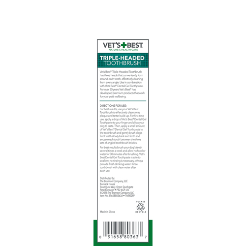 Vets Best 3 delad tandborste, 21 cm - 2