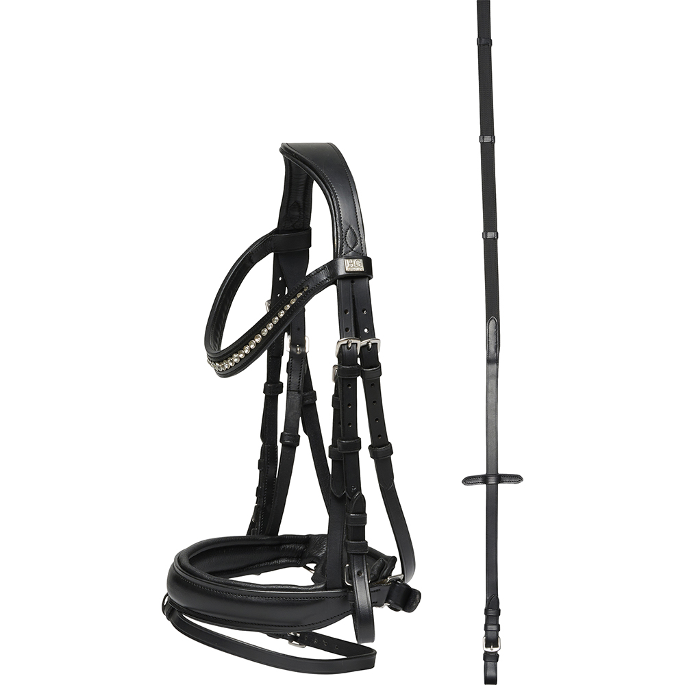 Horse Guard Cryll bridle w/pull-back nb w/flash black