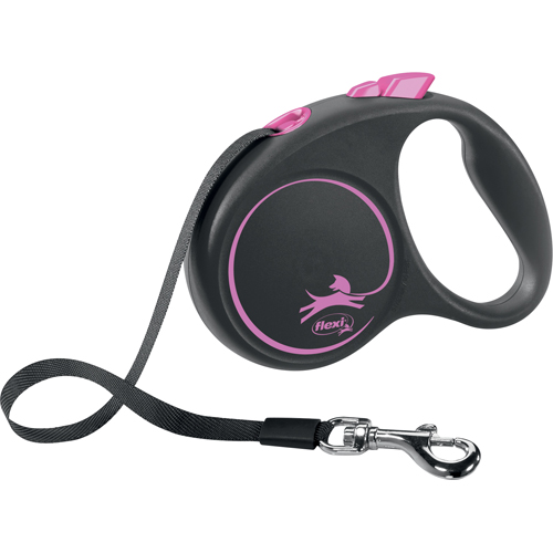 flexi Musta Design S Nauha 5 m, 15 kg, Vaaleanpunainen