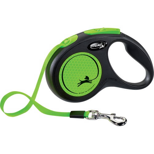 flexi New Neon S Leash, 5 m, 15 kg, Black/Neon Green