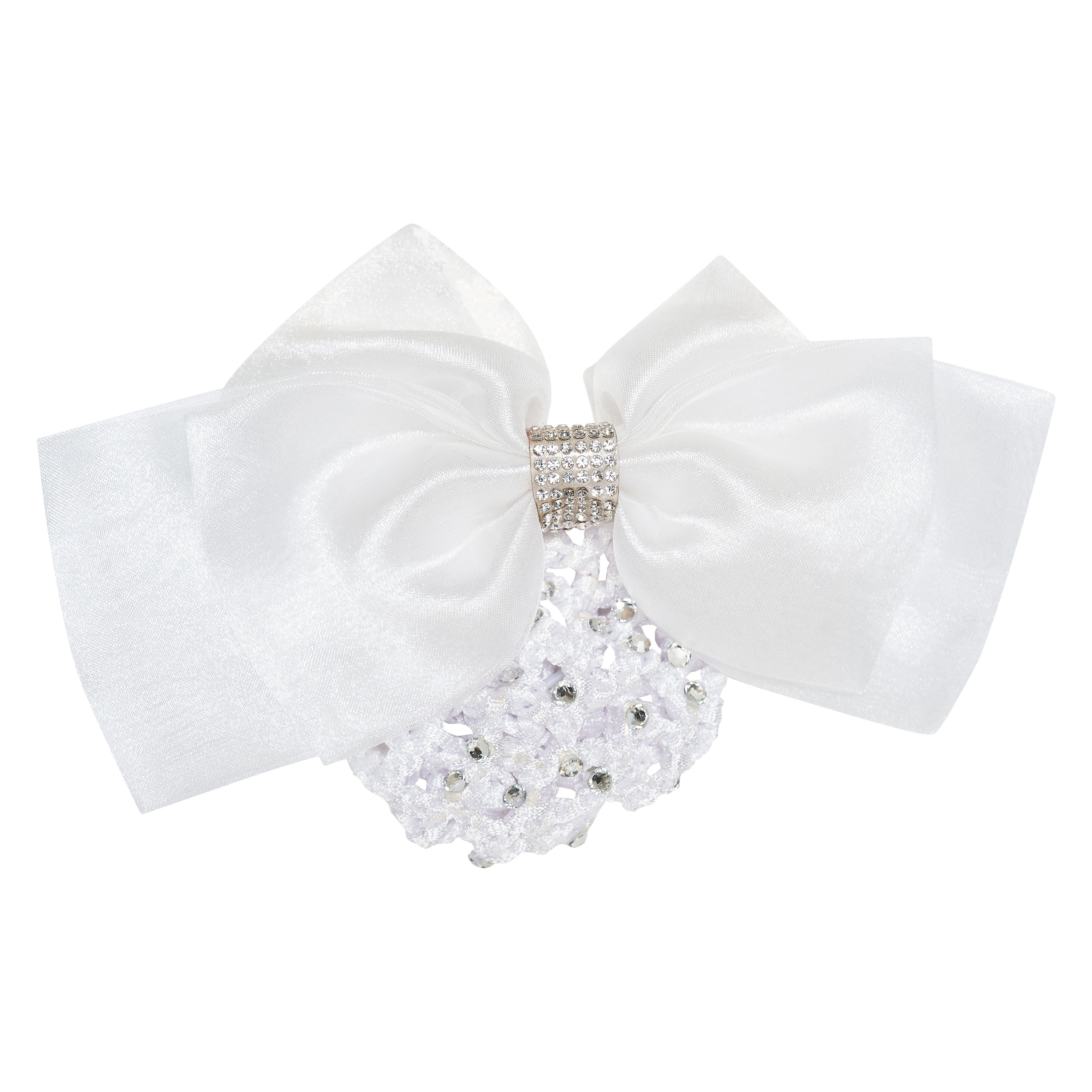 Imperial Riding Hair bow with net diamonds - White