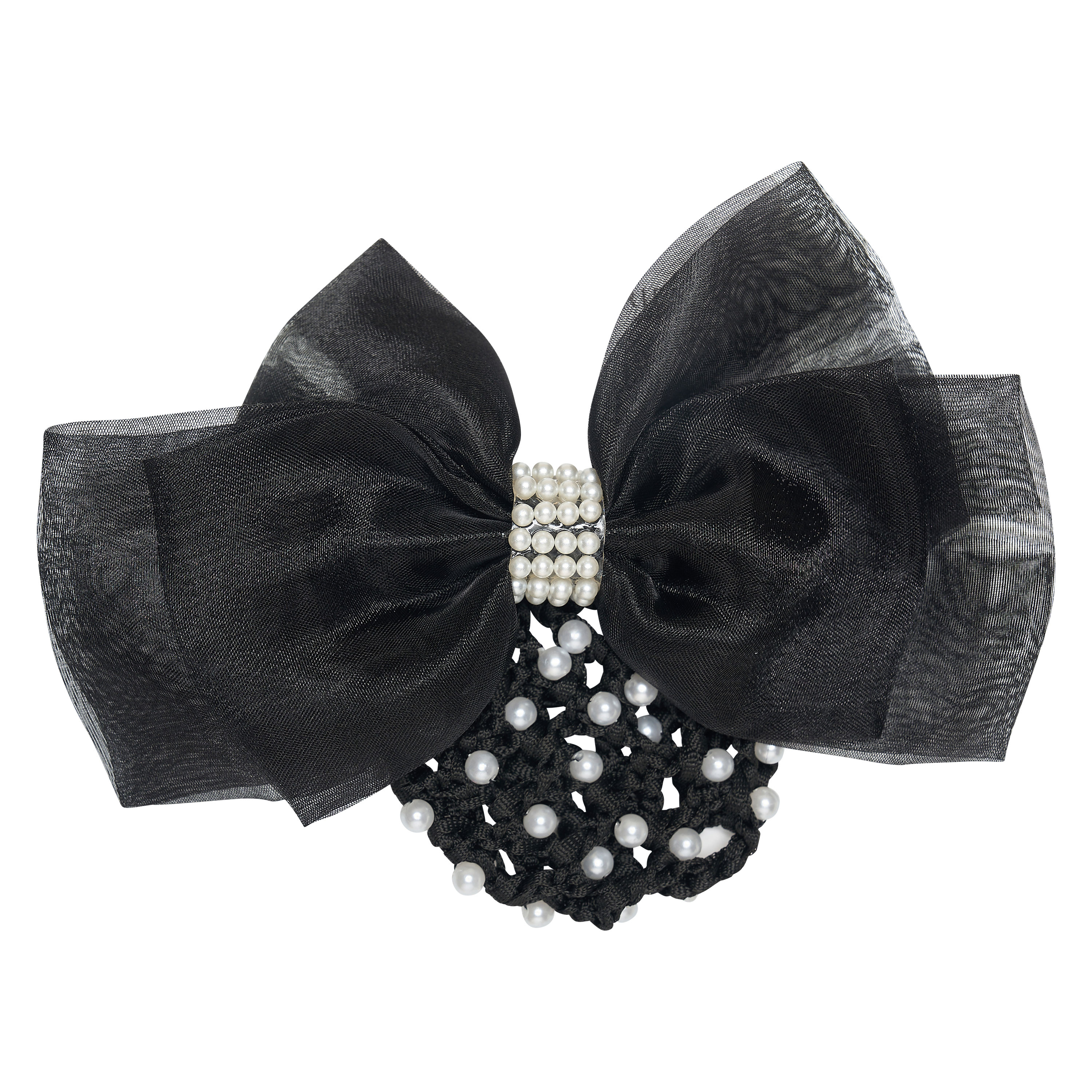 Imperial Riding Hair bow with net pearls - Black