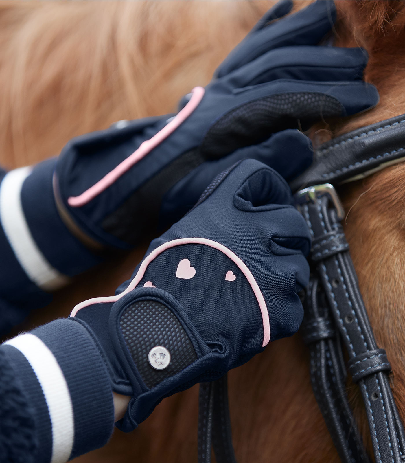 Waldhausen Metropolitan Heart Riding Gloves, kids midnight blue/Lucky Heart - 2
