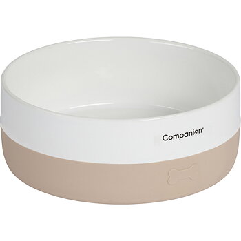 Companion Ceramic Food Bowl with Silicone - Nude, 400 ml