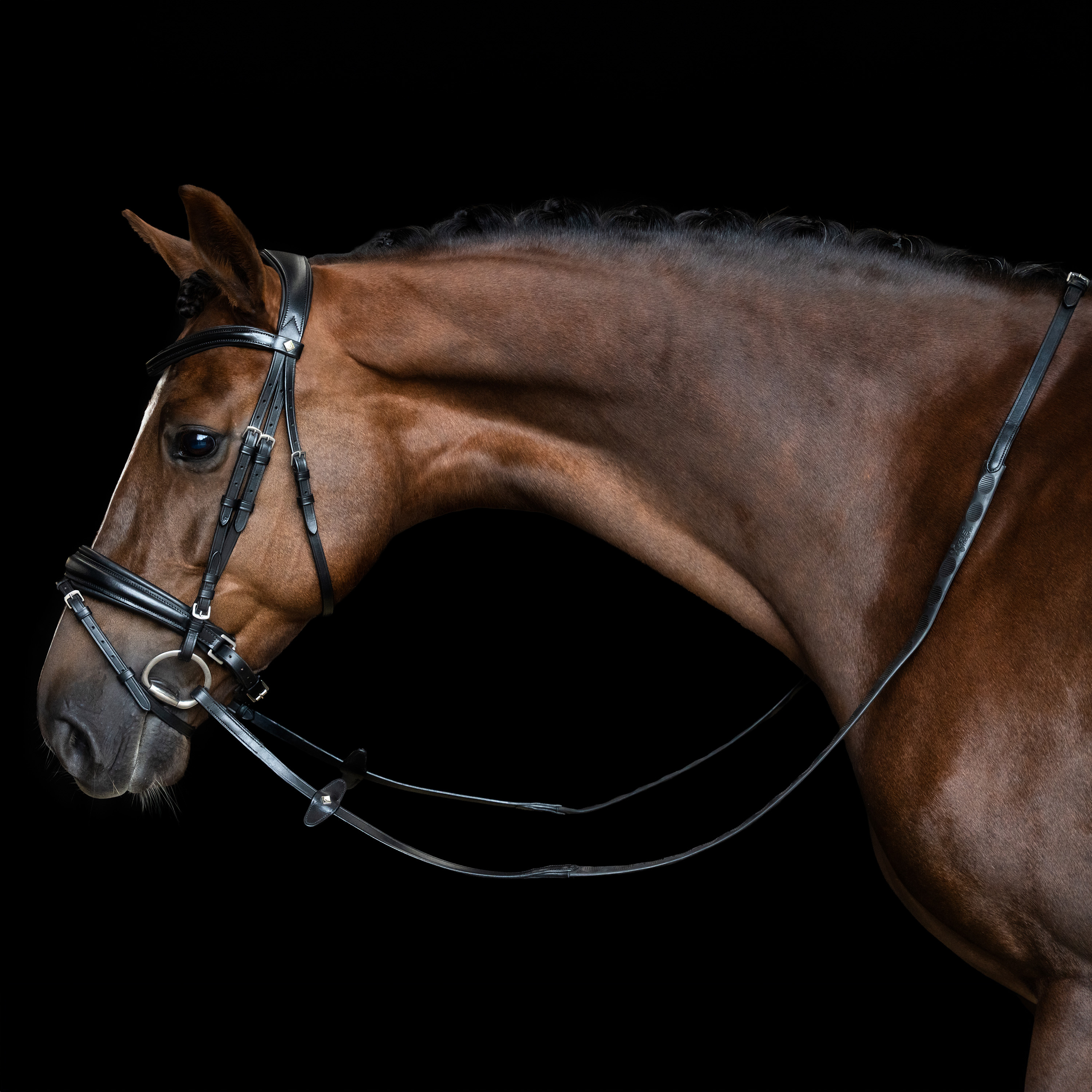 Imperial Riding Reins rubber with thumb grip - Black