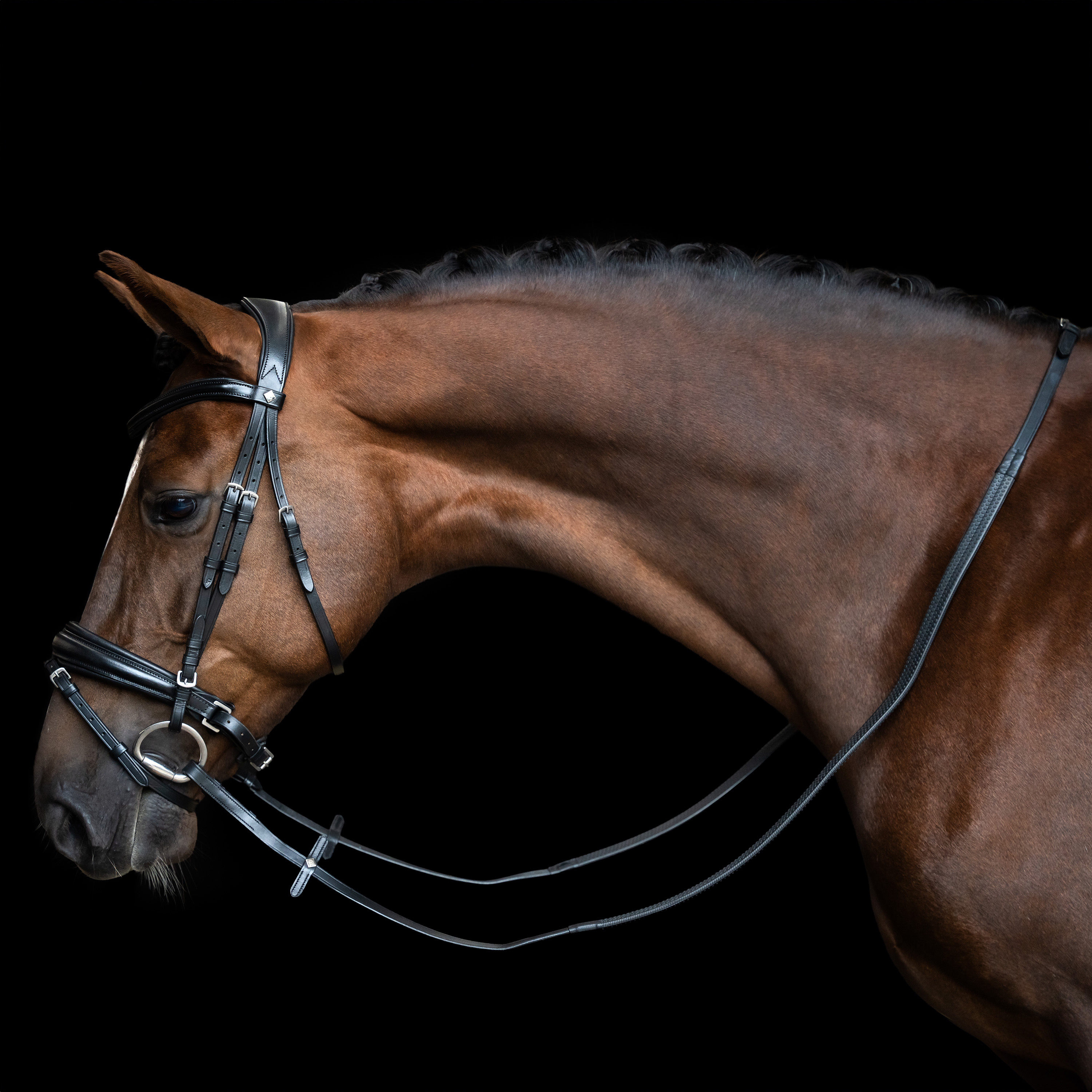 Imperial Riding Reins rubber with nylon insert - Black