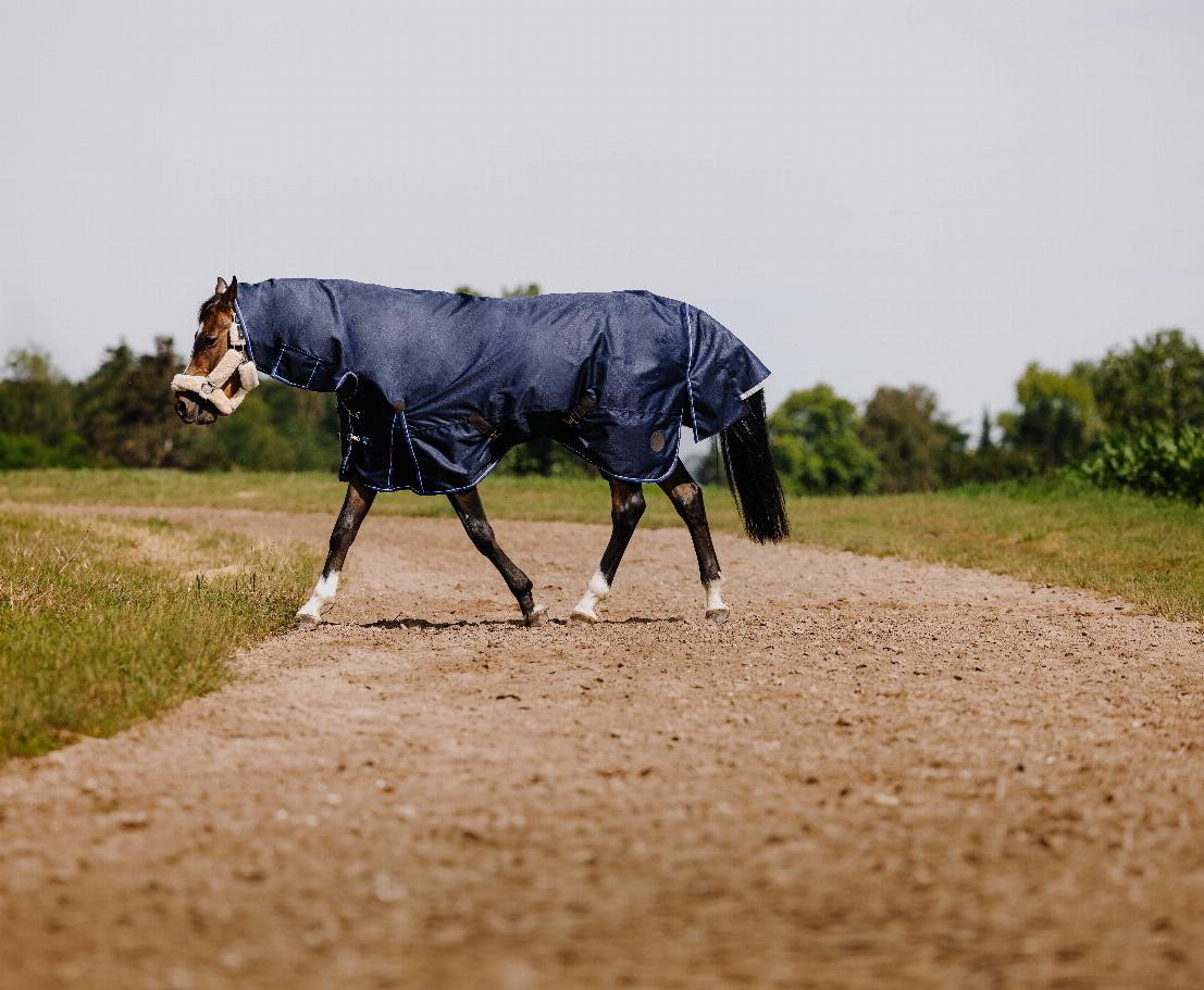 Equitheme Classic 1200 D Combo Turnout Rug with Fixed Neck, 100 g Navy blue