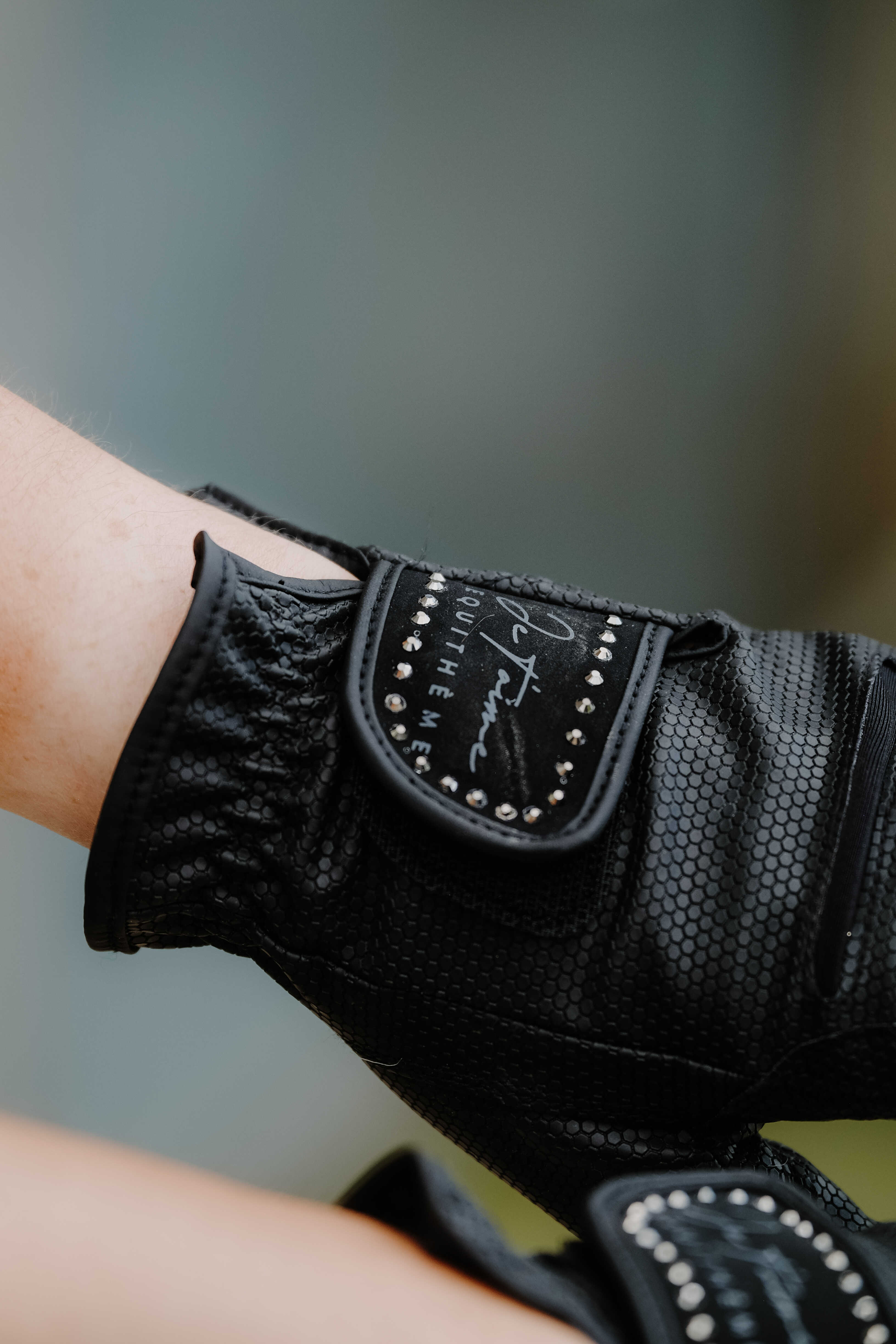 Equitheme Je T'aime Strass Riding Gloves Black/black - 2