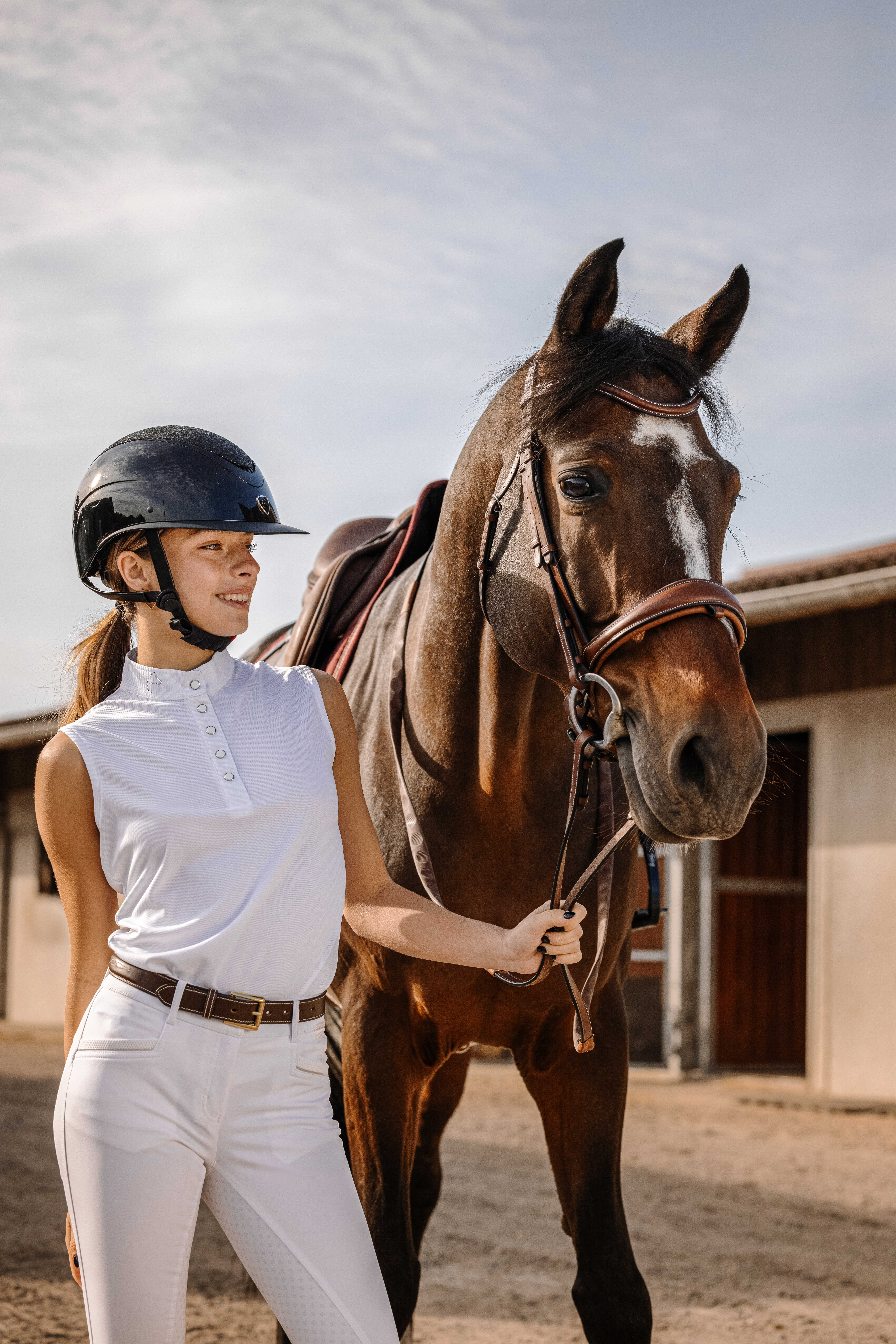 Equitheme Molly Mesh Polo Competition Top White - 2
