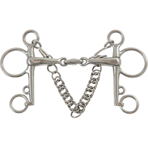 Horse Guard Pelham double jointed bit silver, L115 T16 mm
