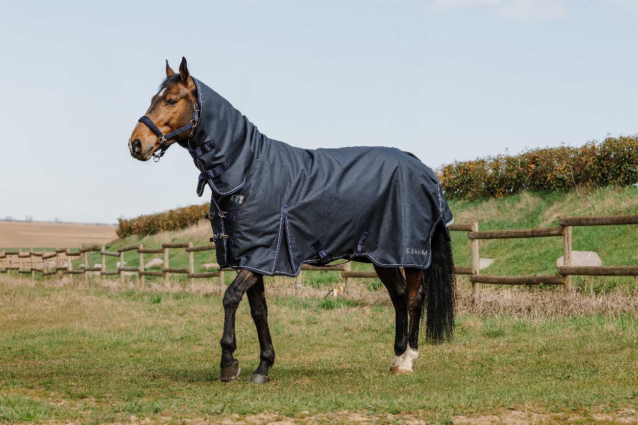 Equitheme Anatomic 1200 D Combo Turnout Rug with Fixed Neck, 0 g Navy blue