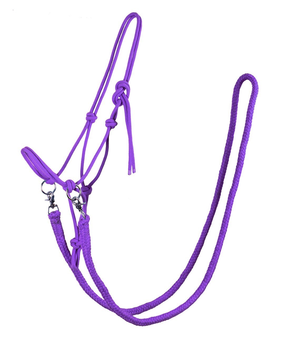 QHP Rope Halter with Reins - Purple
