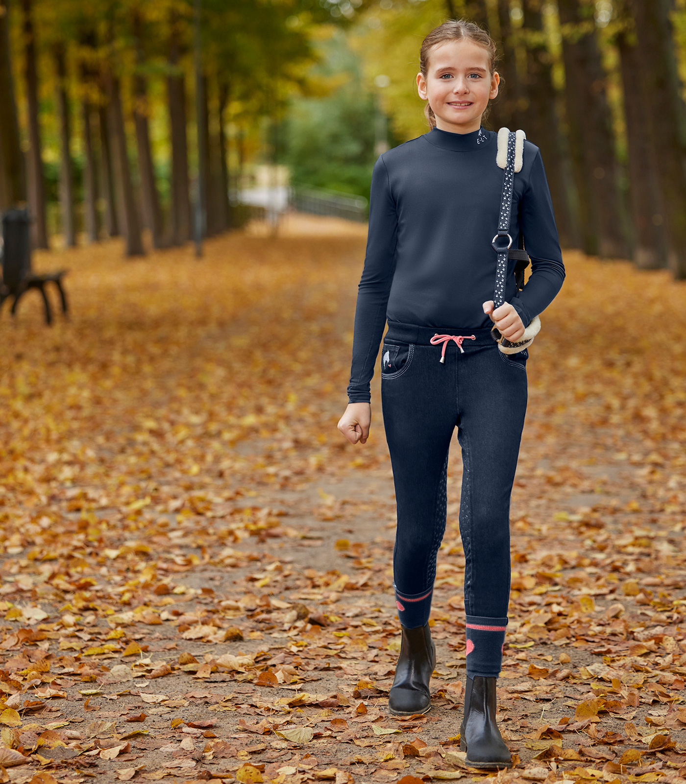Waldhausen Lucky Lia Jeans Riding Leggings, kids midnight blue/Lucky Heart - 5