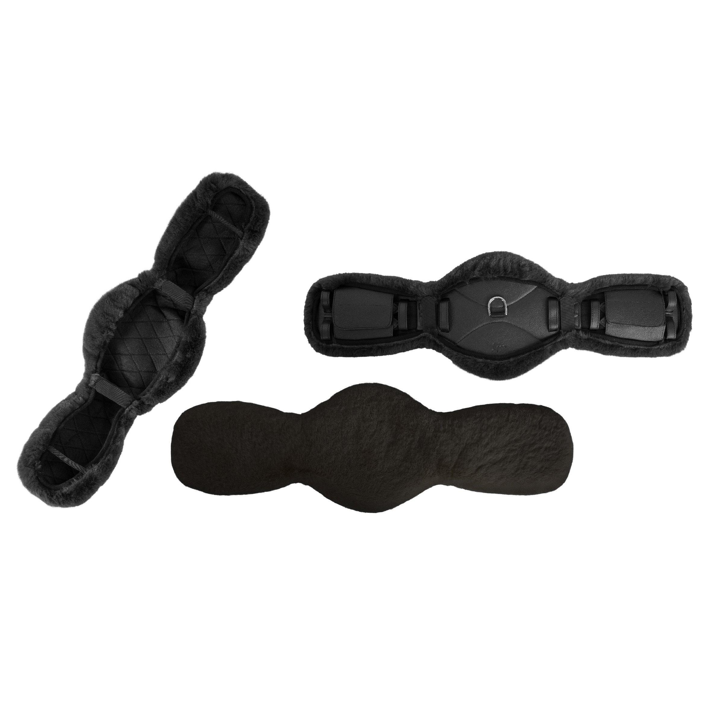 Protector Sattelgurtbezug aus Kunstfell, Kurz/Dressur - Schwarz (60 cm)