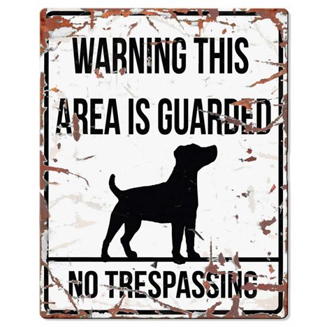 Warning plate with Jack Russel - 20x25 cm - White