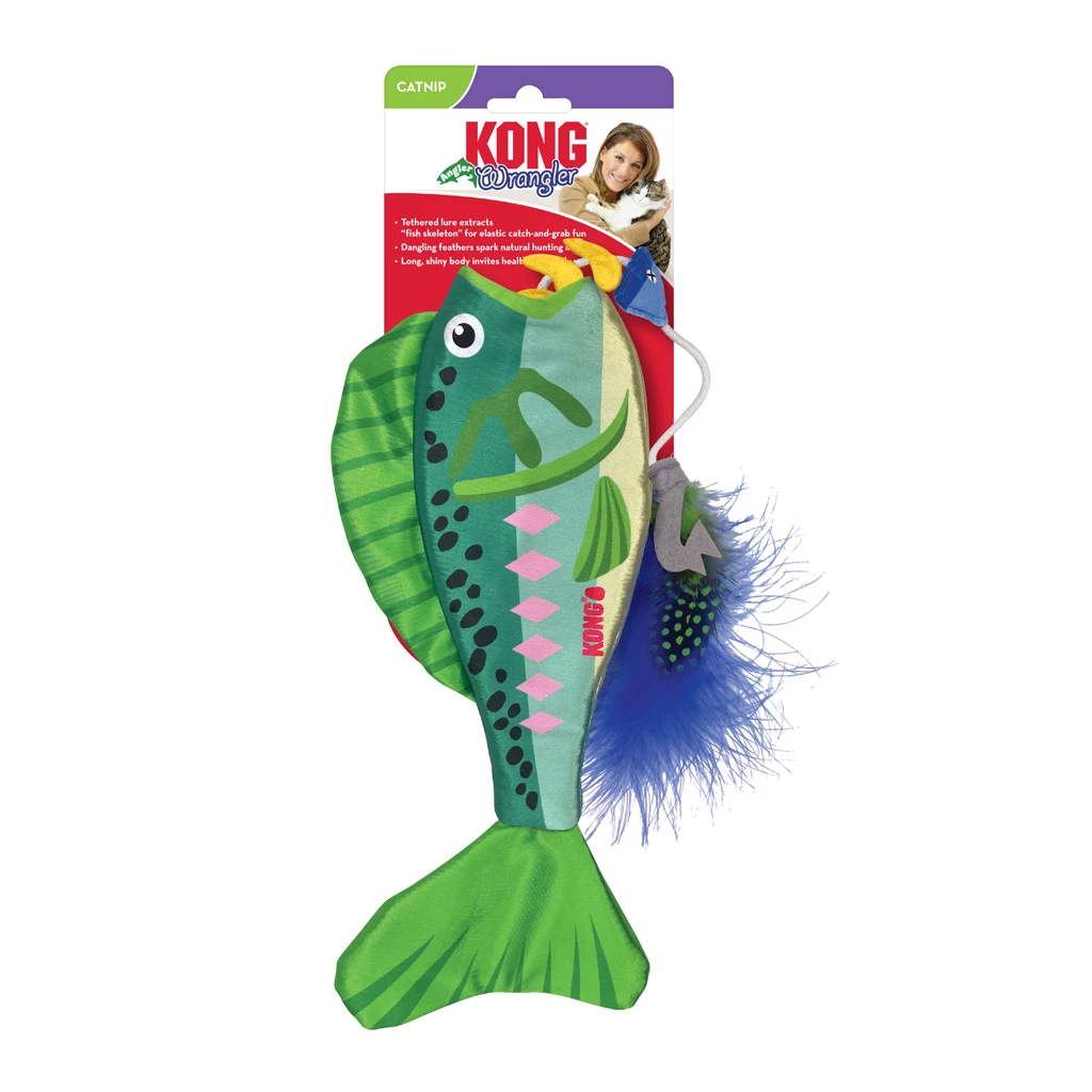 KONG Wrangler Angler Fish Cat Toy - Sold in Assorted Colors - Crinkles 