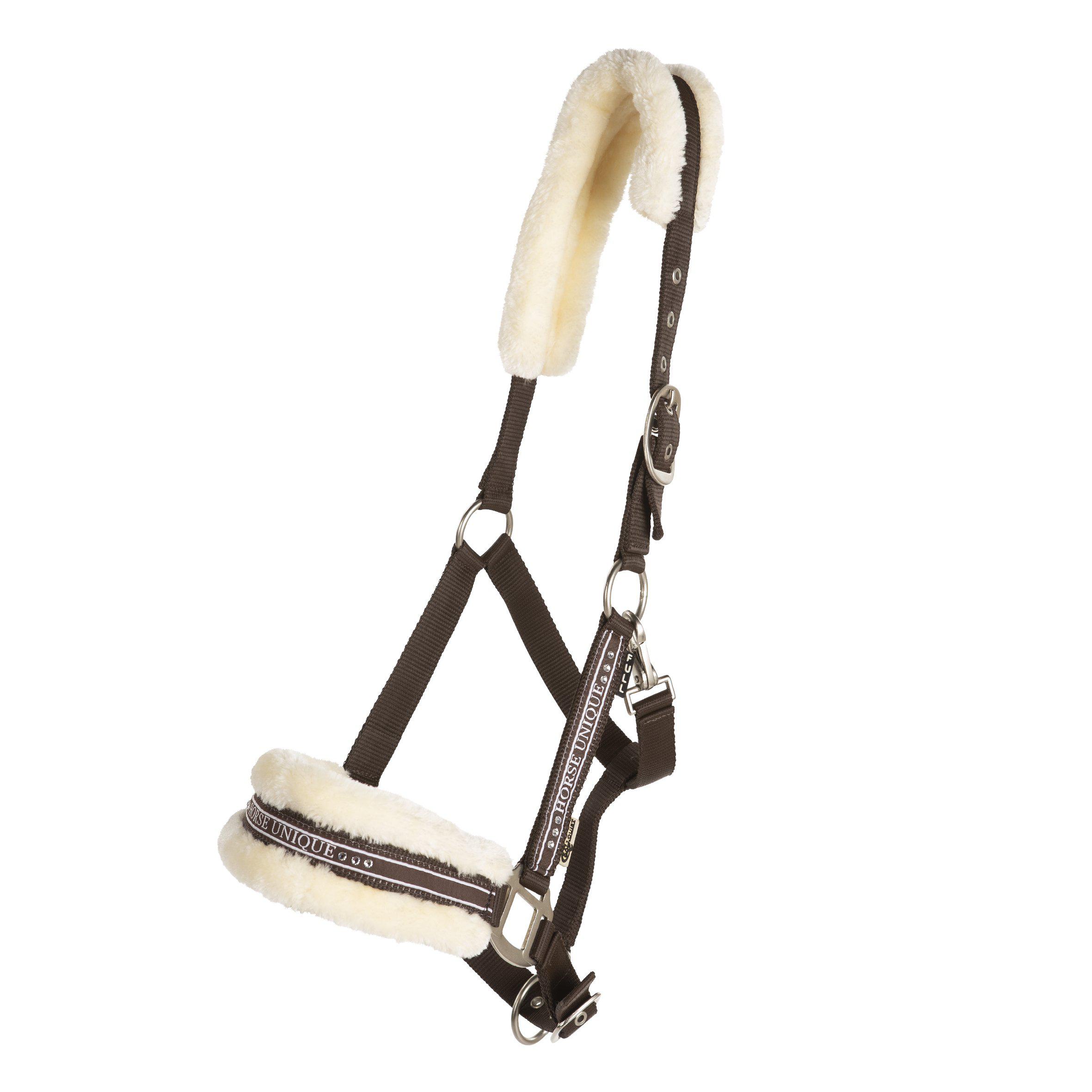 Horse Unique Grimma Med Päls - Brun/Crème Päls (Ponny)