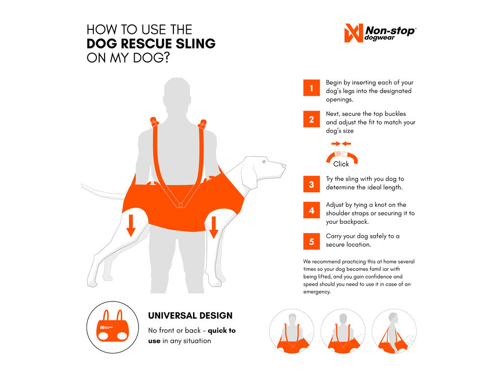 Non-stop Dogwear Dog Rescue Sling - Oranssi, M - 5