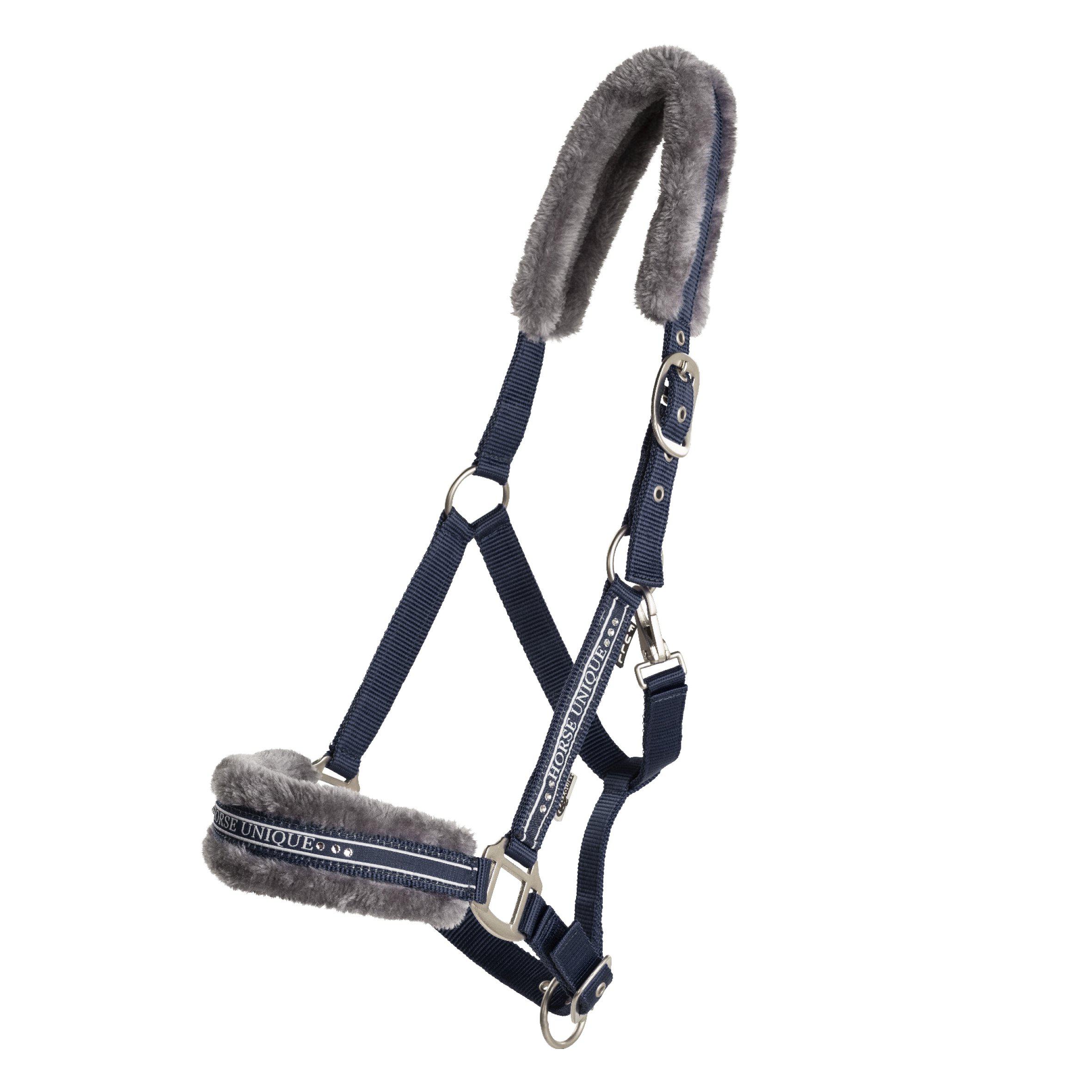 Horse Unique Grimma Med Päls - Marin/Grå Päls (Ponny)