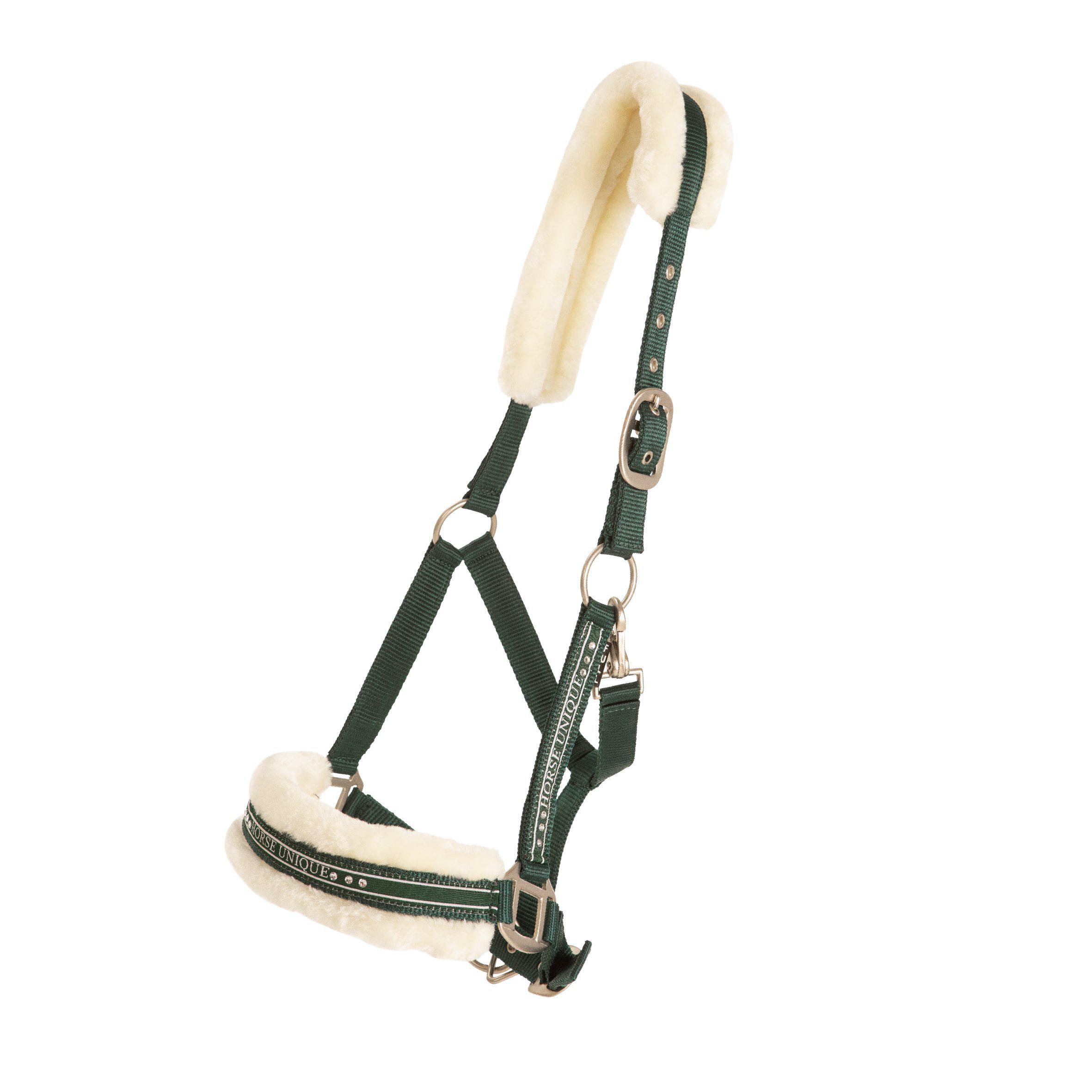 Horse Unique Grimma Med Päls - Grön/Crème Päls (Ponny)