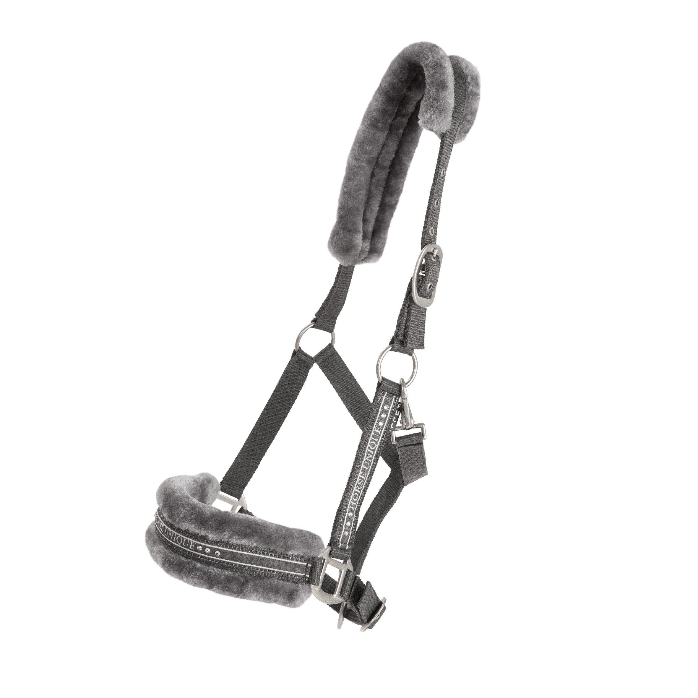 Horse Unique Grimma Med Päls - Mörkgrå/Grå Päls (Ponny)