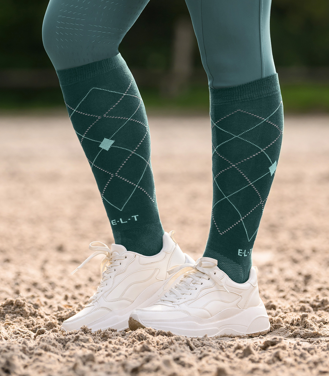 ELT Argyle Riding Socks - pine green