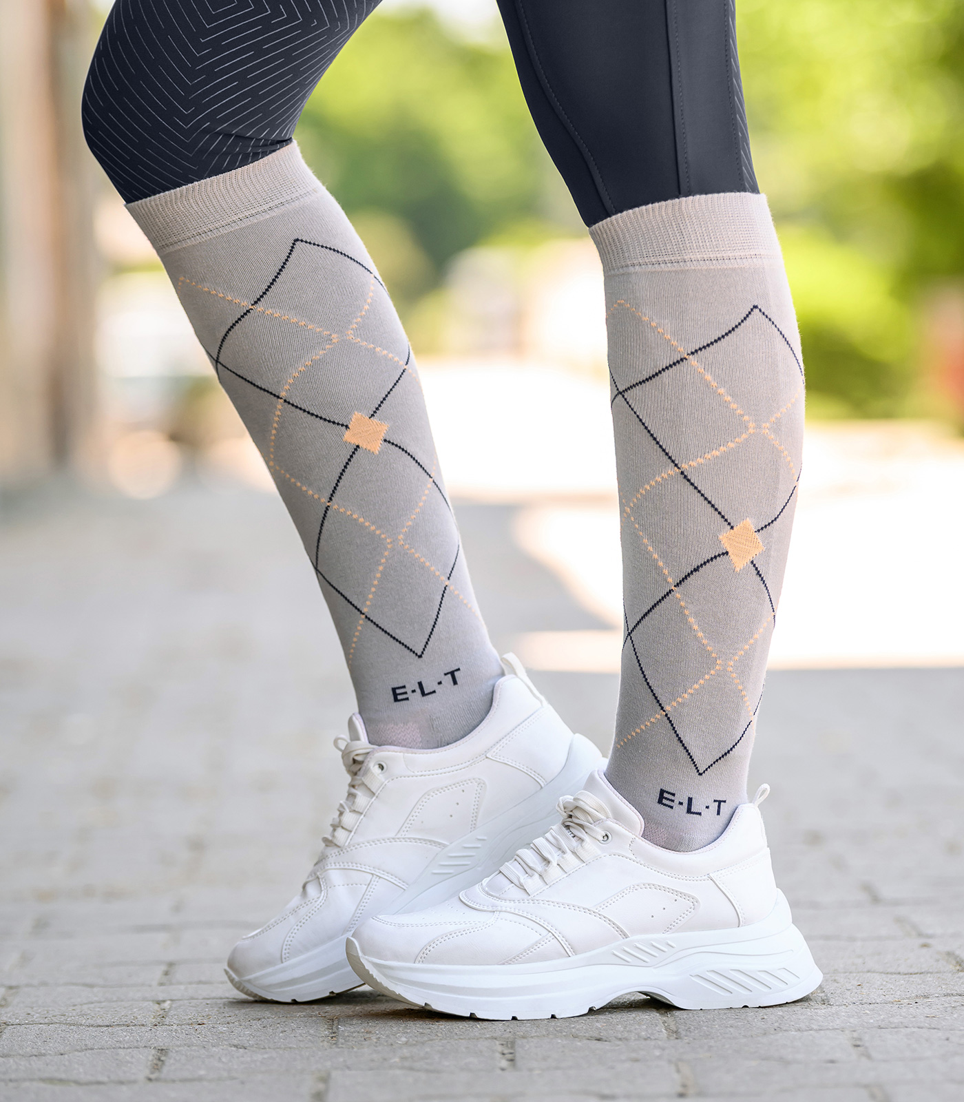 ELT Argyle Riding Socks - chrome grey
