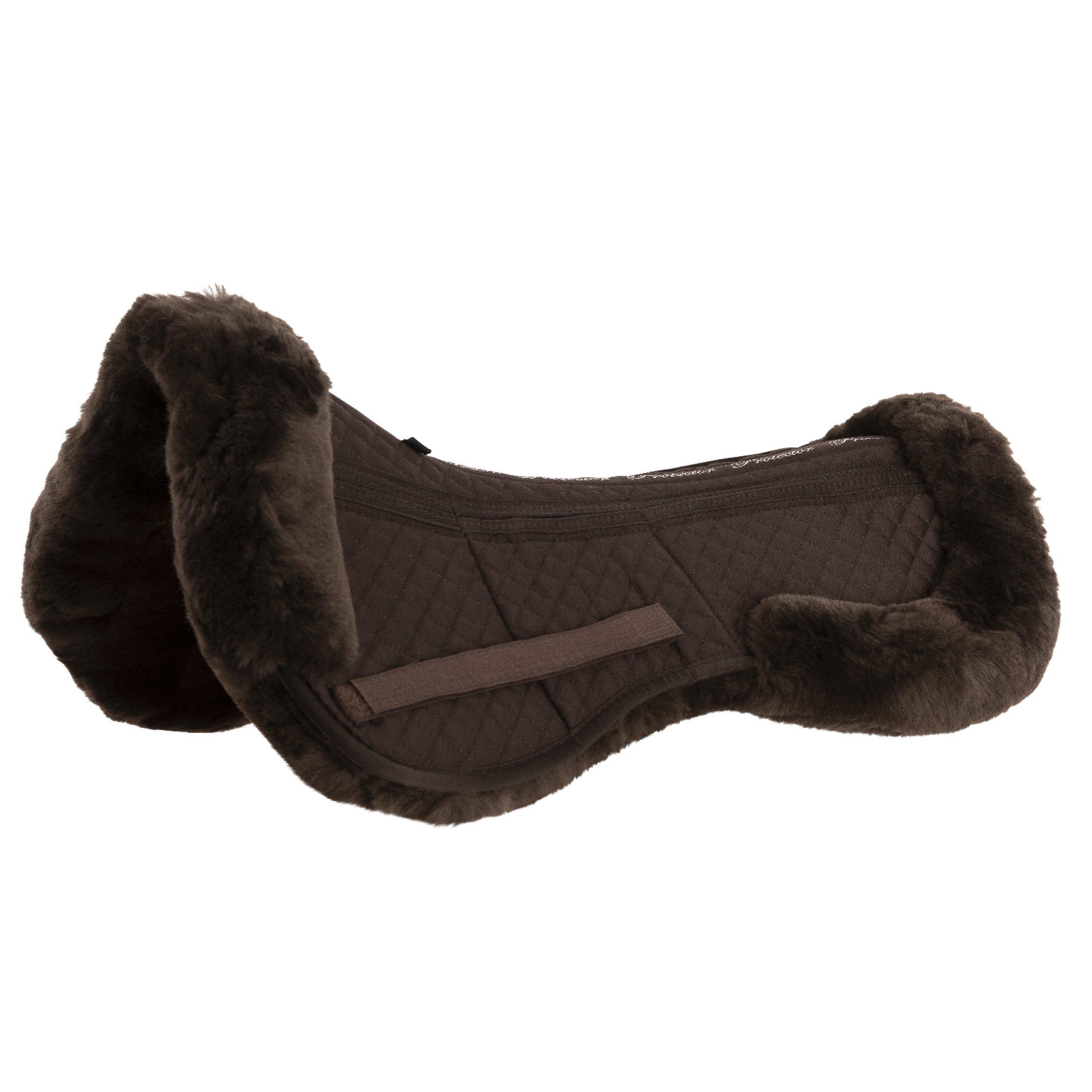 Protector Corrective Half Pad with Sheepskin Trim, Dressage - Brown
