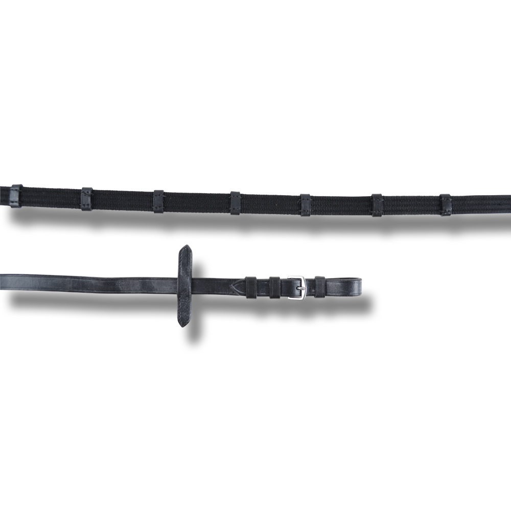 Hansbo Sport Ribbed weaving Reins with Stop black
