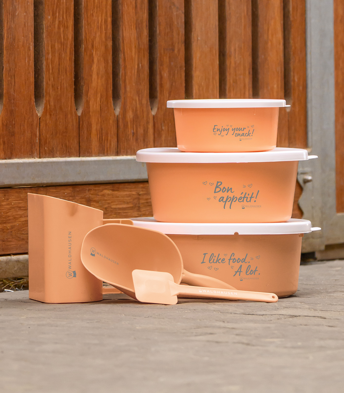 Waldhausen XL feeding bowl with lid - peach