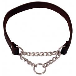 Martingale Dog Collars in Leather Half Choke - Black, 55