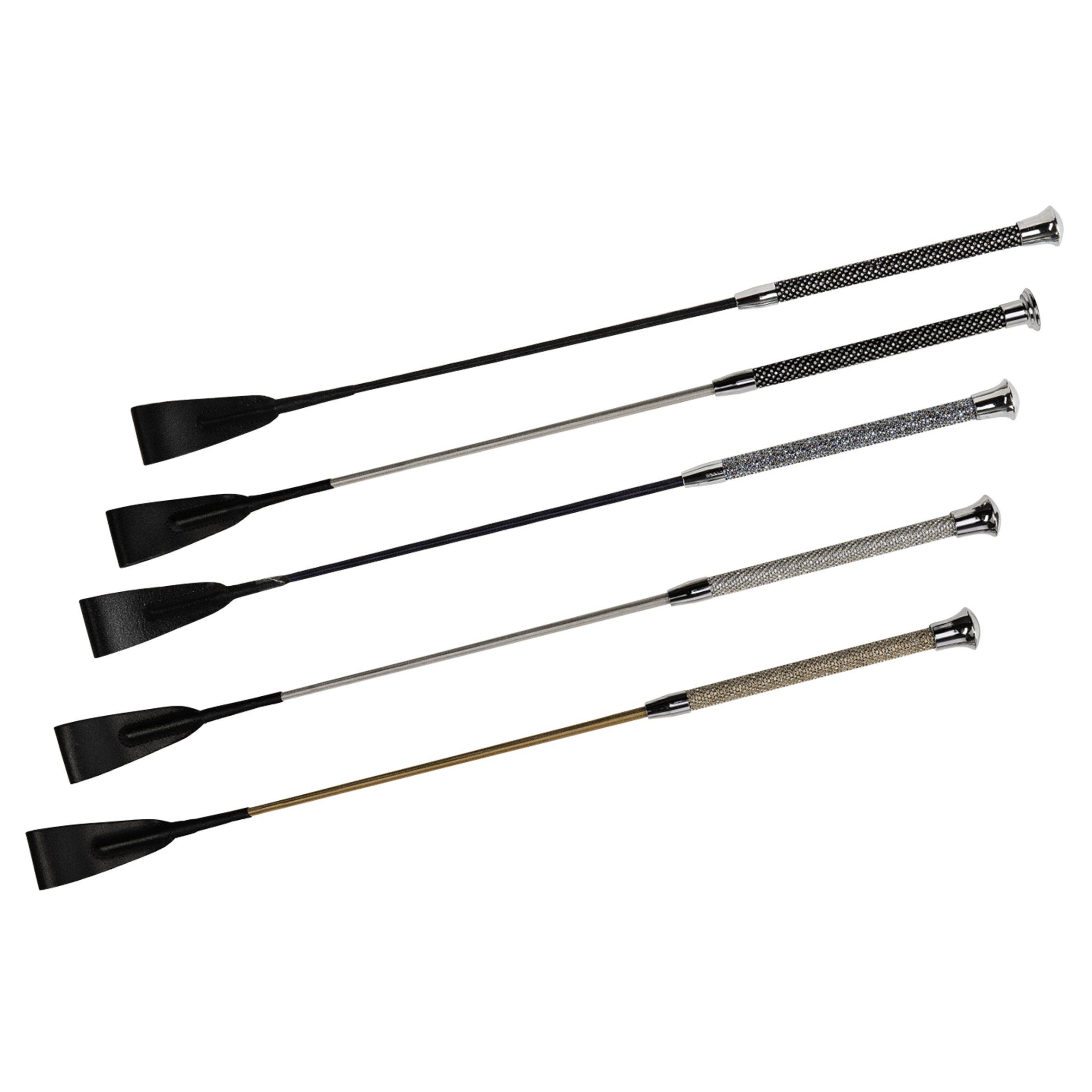 Källquist Equestrian Riding Whip With Stones - Silver/Black Handle - 2