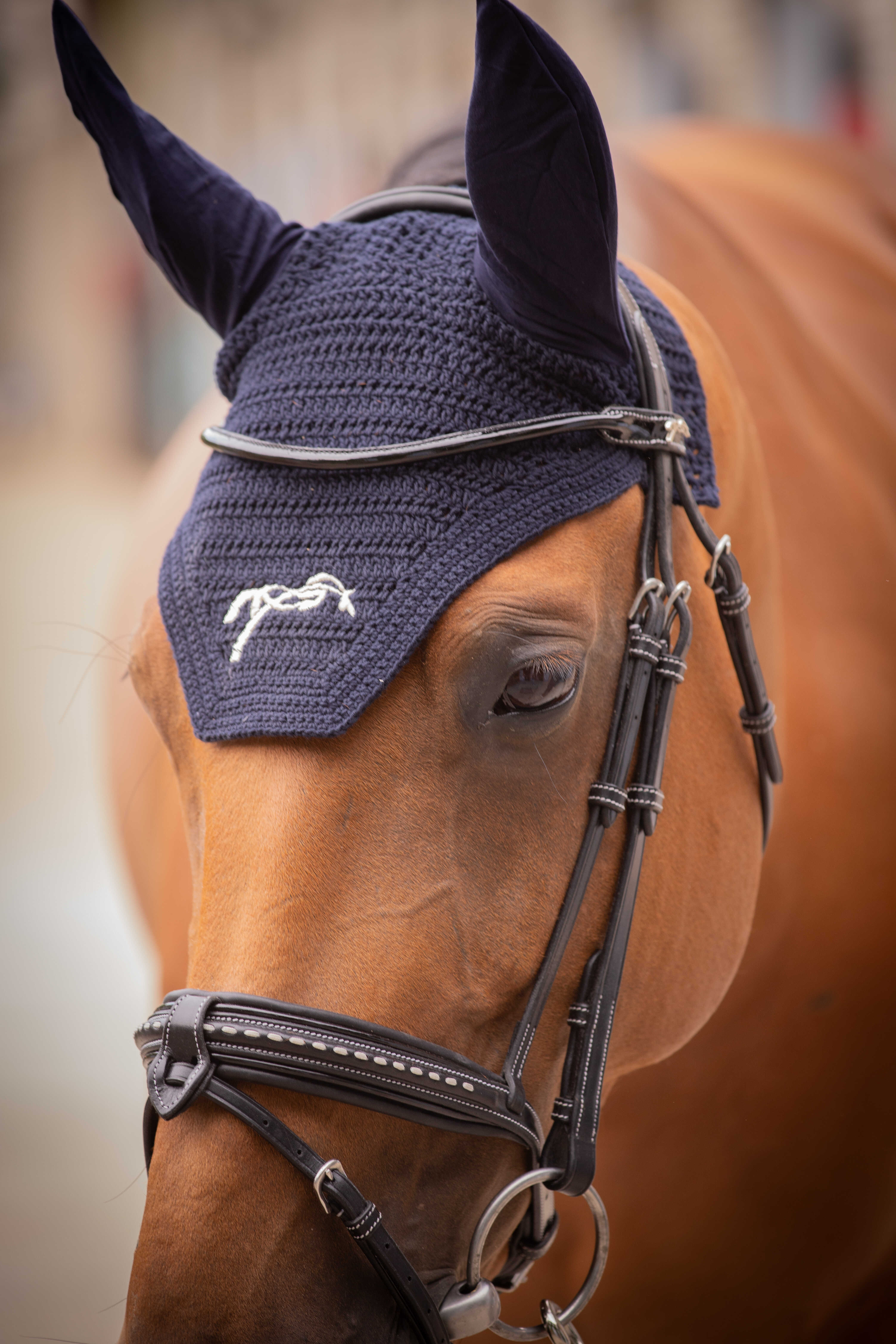Pénéope Cotton Ear Bonnet Navy blue - 5