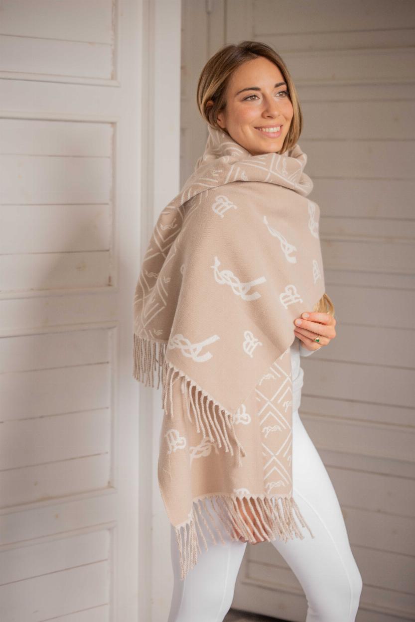 Pénélope Lana Schal Beige/Hellgrau