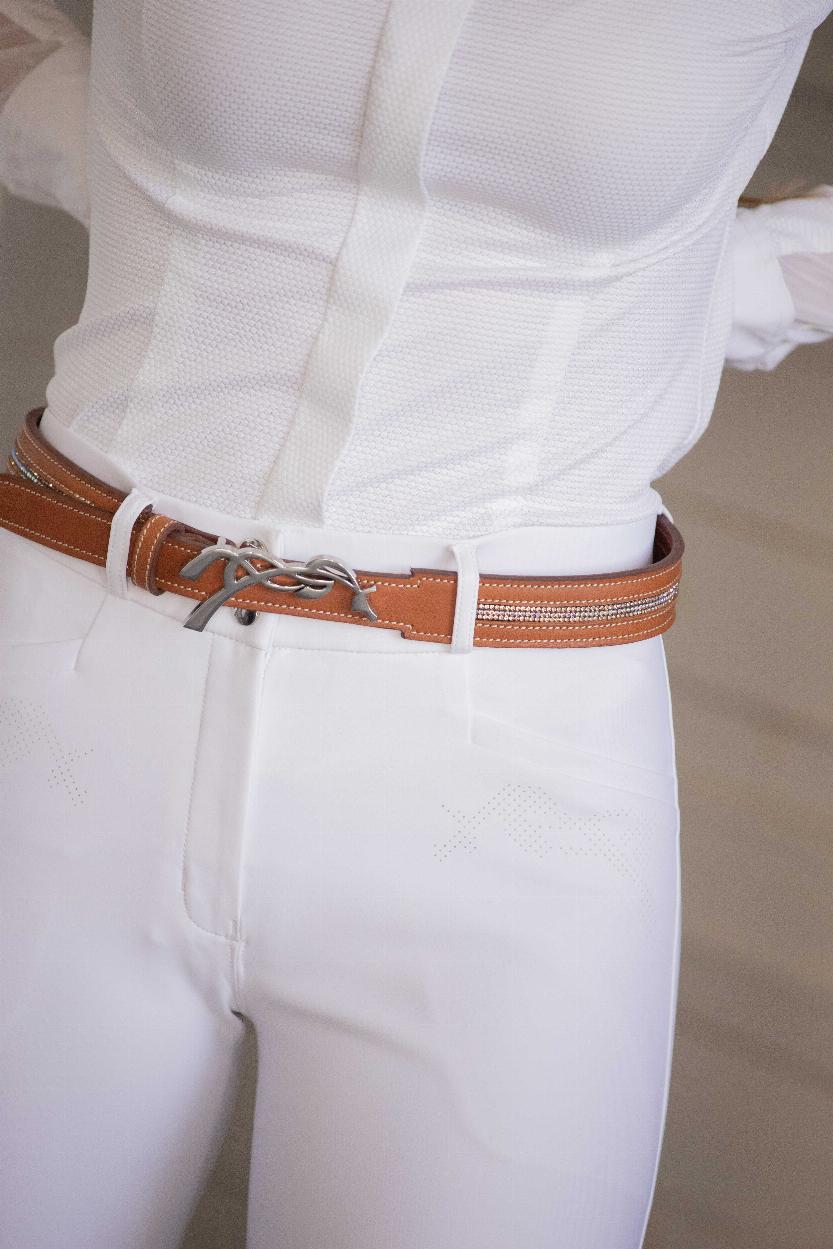 Penelope Signature Rhinestone Bälte Cognac