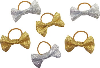 EQUITHEME Braiding Bows Glittered Silver Glittered