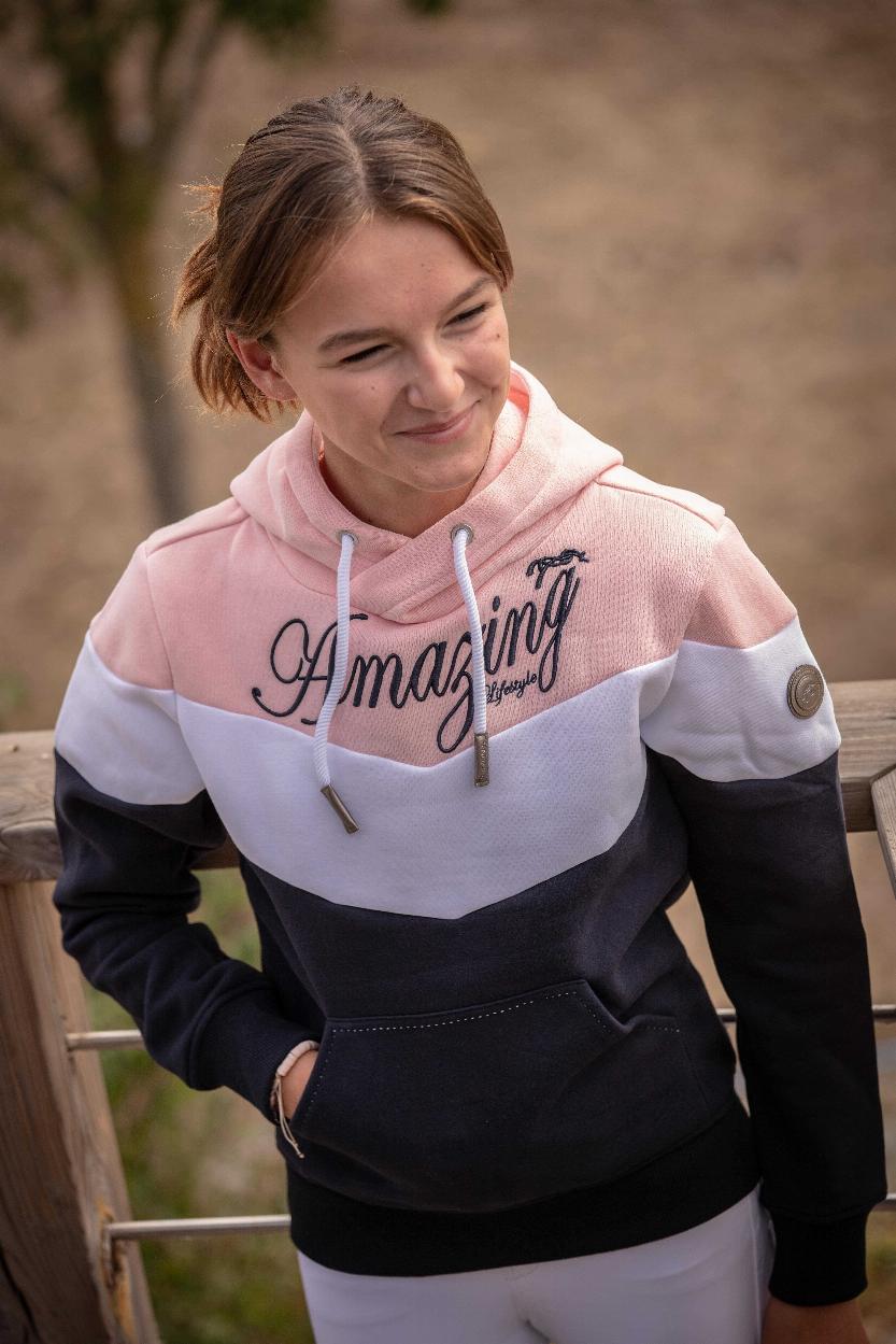 Penelope Kids Artemis Hoodie Navy/Vit/Rosa, 12-14 år