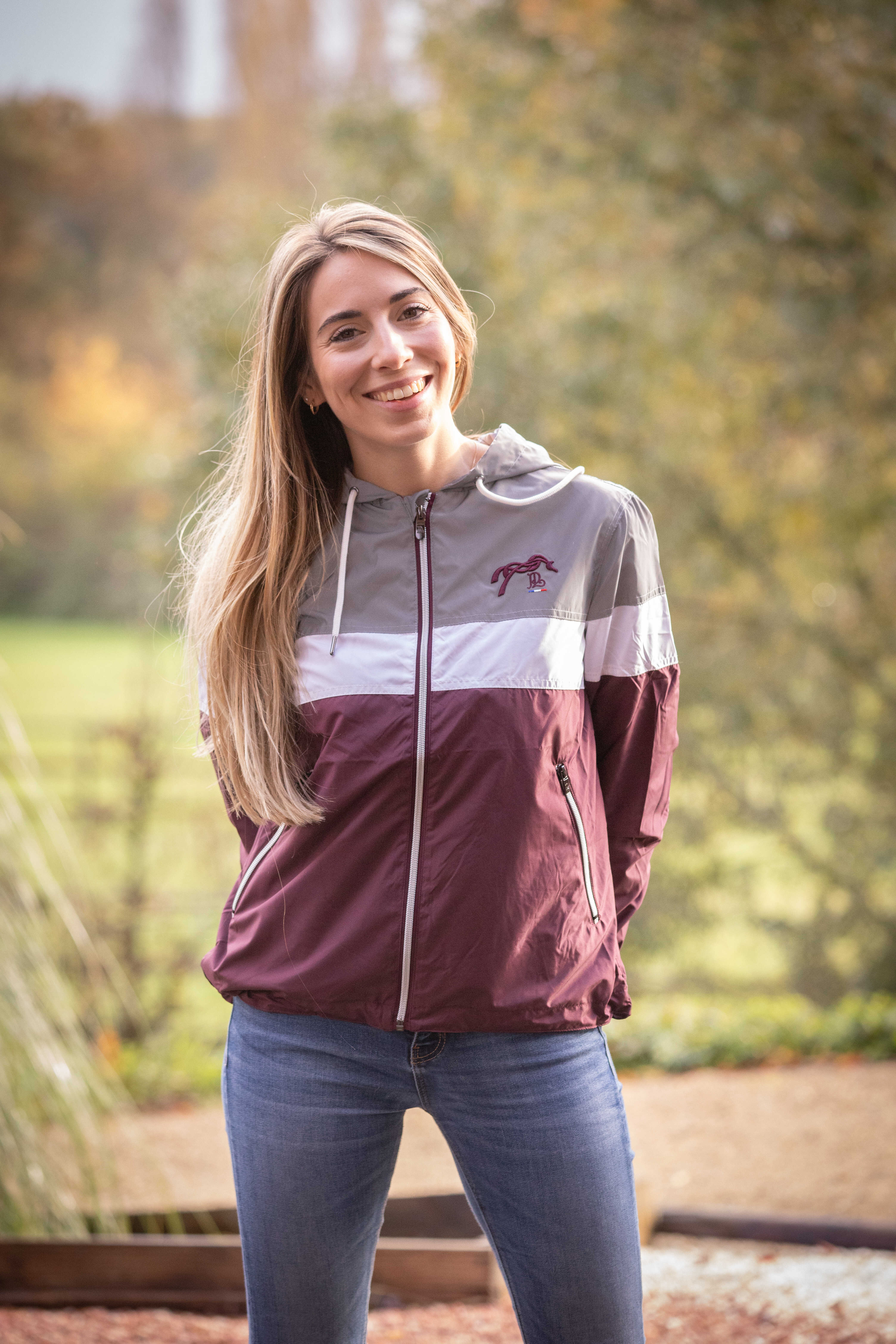 Penelope Celecce Ratsastustakki Plum/Valkoinen/Harmaa - 2