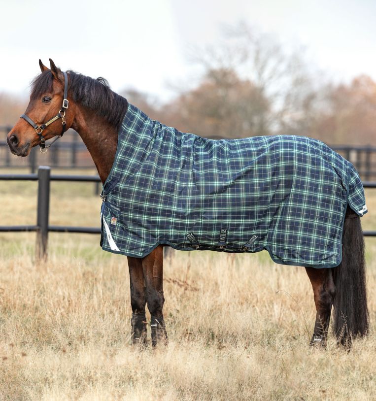Horseware Rhino Wug Vari-Layer Turnout (250g Medium) Hästtäcke - Hunter Check/Green & Navy (5'6 - 115 cm)