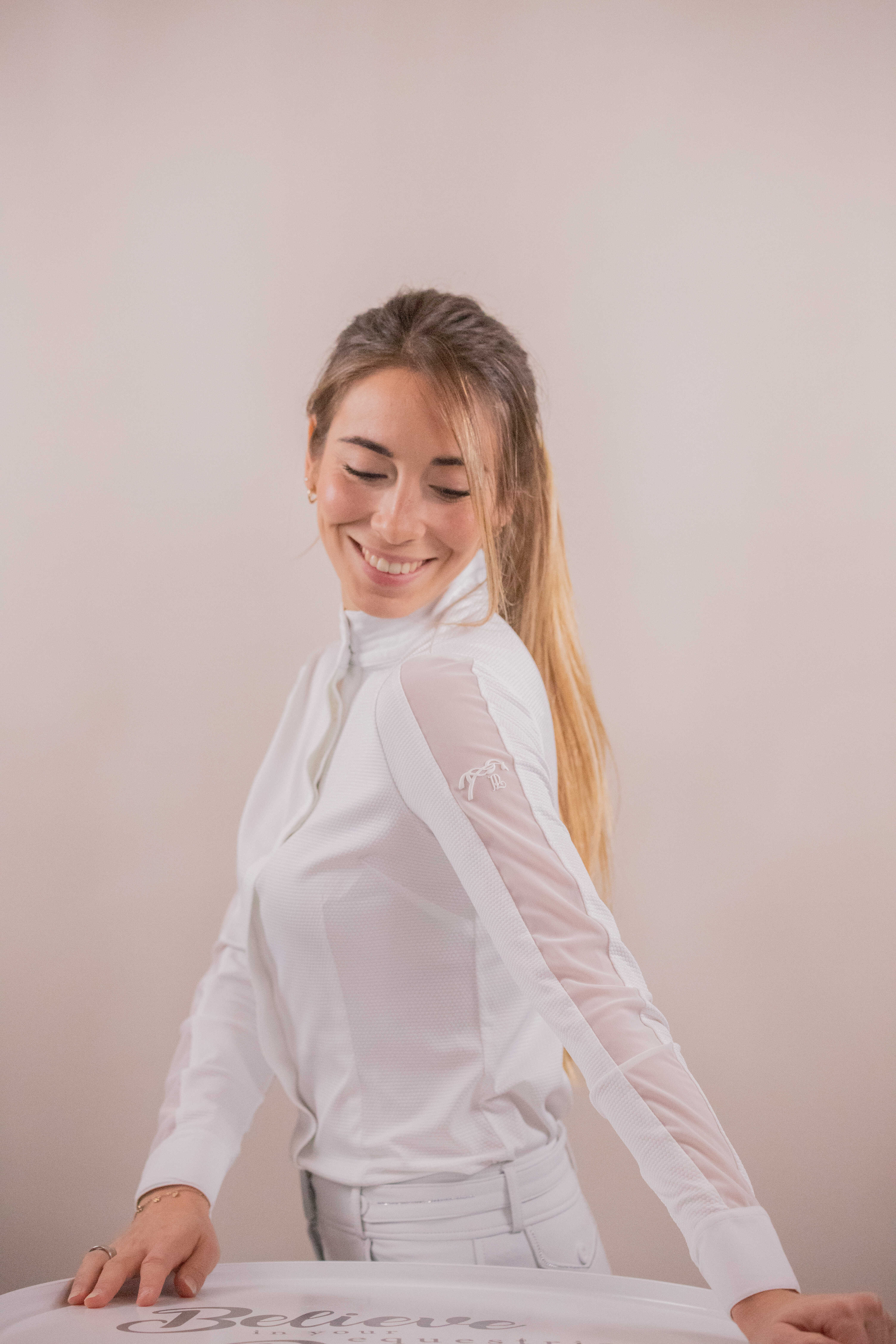 Penelope Las Honey Long-Sleeved Competition Top White - 4