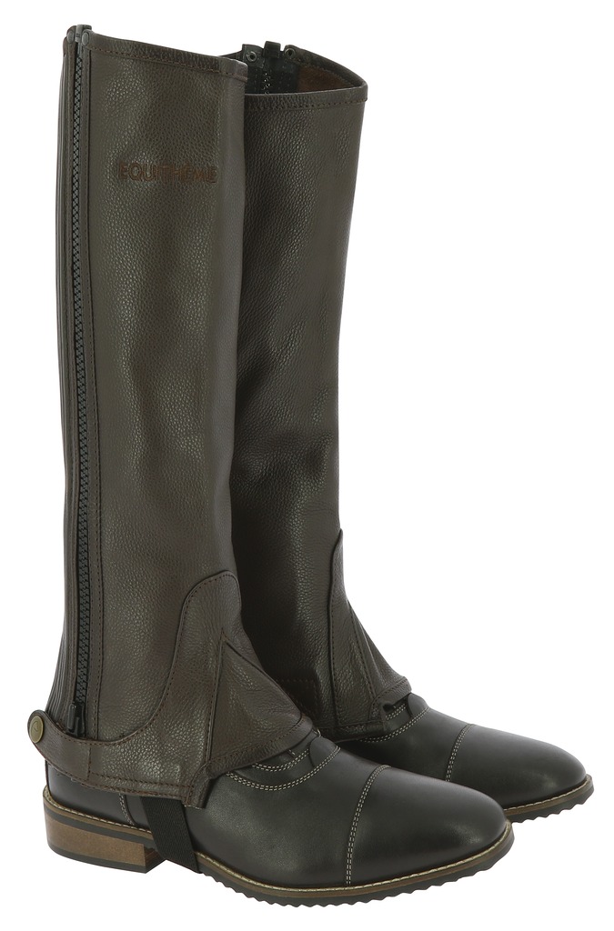 Equitheme Leather Shortchaps - Brown, L - 2