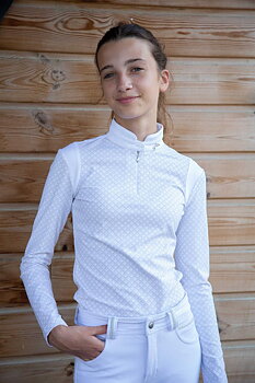Penelope Seville Pitkähihainen kilpailupaita, valkoinen, 12–14-vuotiaille