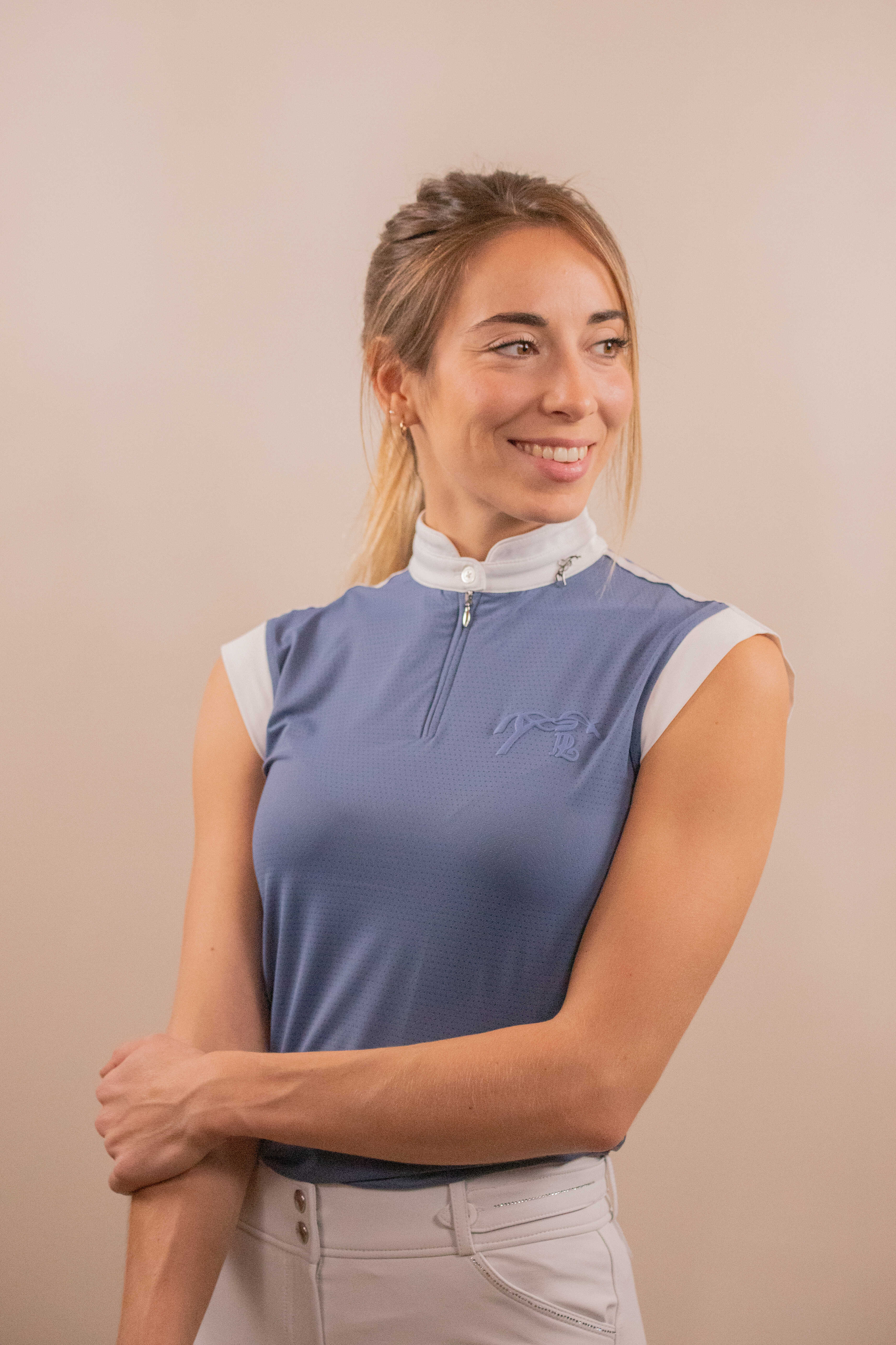Penelope Seville Mesh Short-Sleeved Competition Top Blue/grey - 5