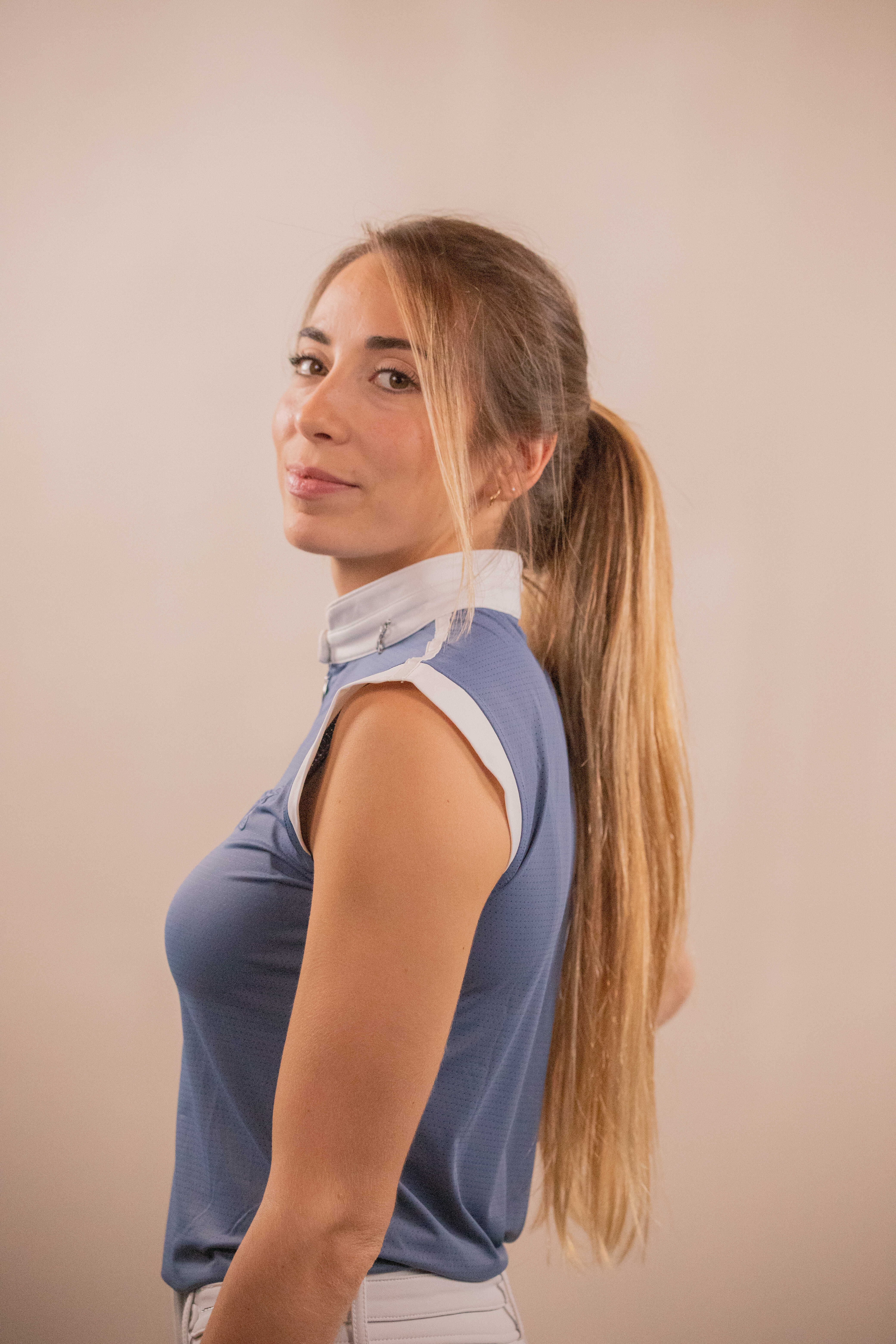Penelope Seville Mesh Short-Sleeved Competition Top Blue/grey - 4