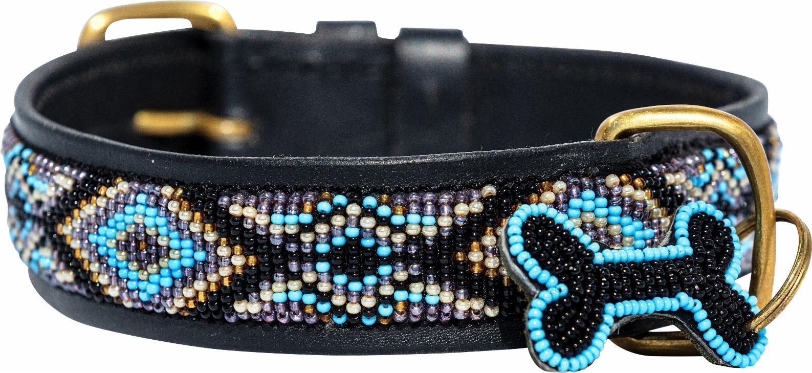 Kampuni Handgjort Hundhalsband Micro Ombima - Turkos (Mini: 1,9 cm x 25-30 cm)