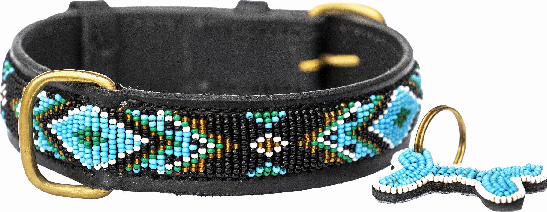Kampuni Handgjort Hundhalsband Micro Terese - Turkos (Mini)
