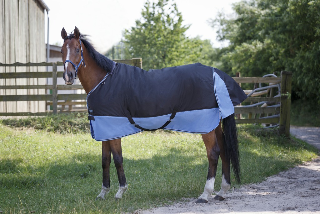EQUITHEME Tyrex 600 D Turnout Täcke Navy/Grå 150 g