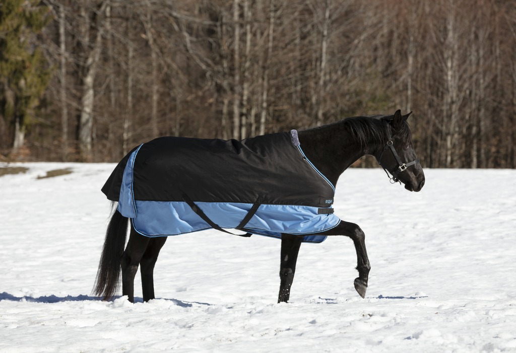 EQUITHEME Tyrex 600 D Turnout Täcke Navy/Grå 150 g - 2