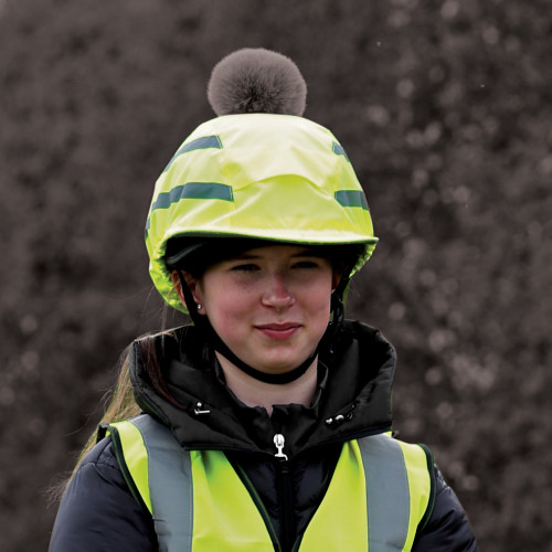 Equetech Hi-Vis Vision Deluxe Pom Hat Cover, Reflective Helmet Cover
