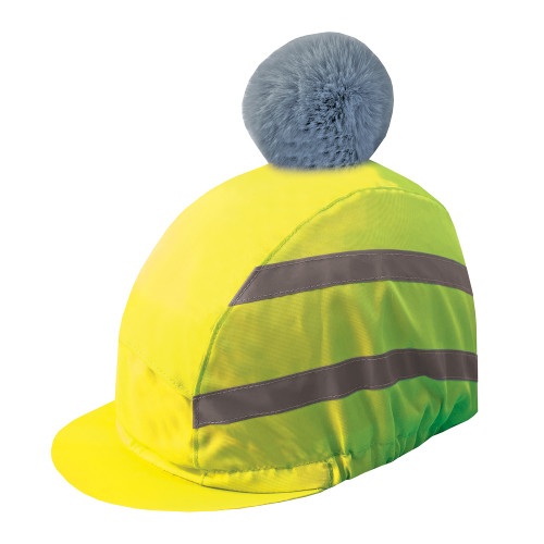 Equetech Hi-Vis Vision Deluxe Pom Hat Cover, Reflective Helmet Cover